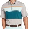 Walter Hagen Men's Perfect 11 Yarn Dye Chest Stripe Golf Polo Lt Heather Grey