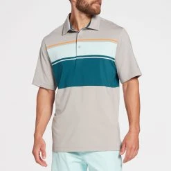 Walter Hagen Men's Perfect 11 Yarn Dye Chest Stripe Golf Polo Lt Heather Grey -Golf Apparel Shop unnamed file 1769