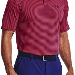 Under Armour Men's Performance Stripe Golf Polo Bauhaus Blue/radio Red