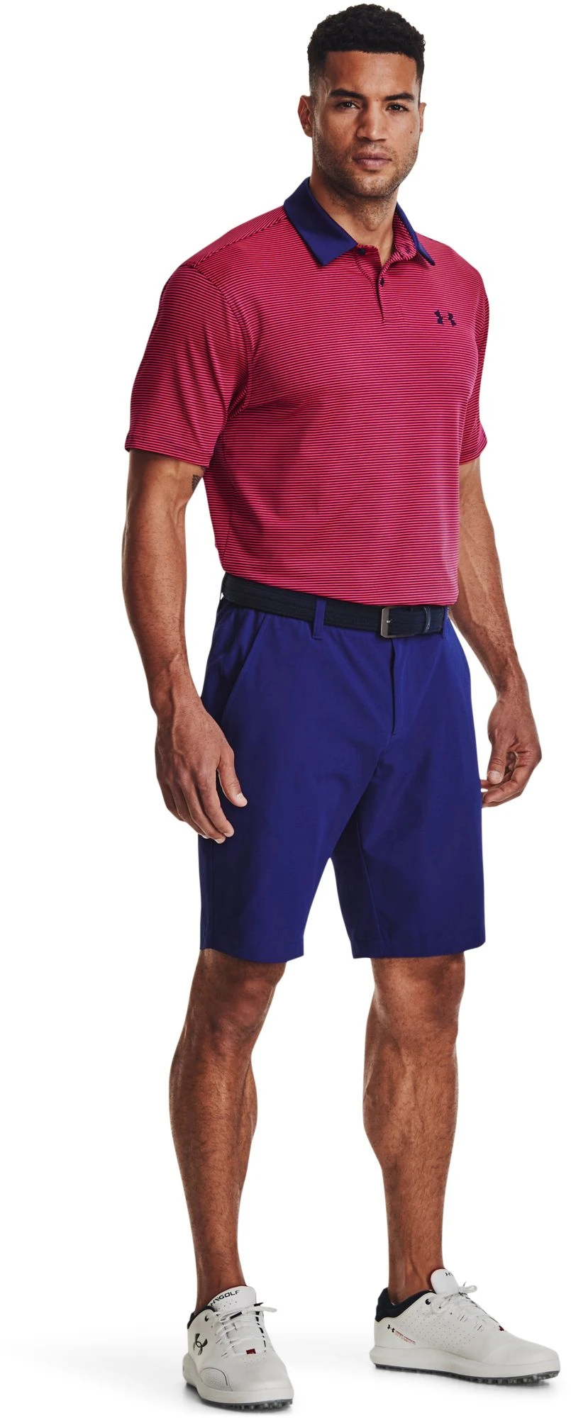 Under Armour Men's Performance Stripe Golf Polo Bauhaus Blue/radio Red 4 Under Armour Men's Performance Stripe Golf Polo Bauhaus Blue/radio Red - Image 2