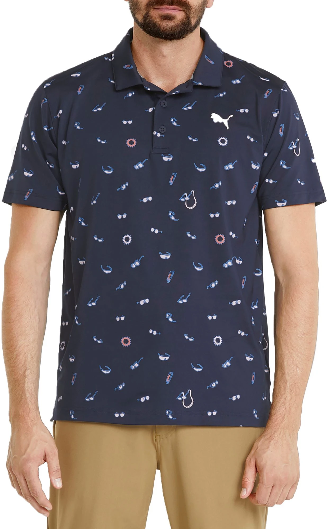 PUMA Men's MATTR Sunnies Golf Polo Navy Blazer/chalk Pink 3 PUMA Men's MATTR Sunnies Golf Polo Navy Blazer/chalk Pink