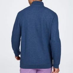 Walter Hagen Men's Pique Fleece Midweight Button Placket Golf Pullover Navy Heather -Golf Apparel Shop unnamed file 2003