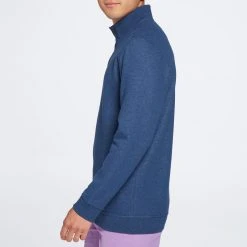 Walter Hagen Men's Pique Fleece Midweight Button Placket Golf Pullover Navy Heather -Golf Apparel Shop unnamed file 2004