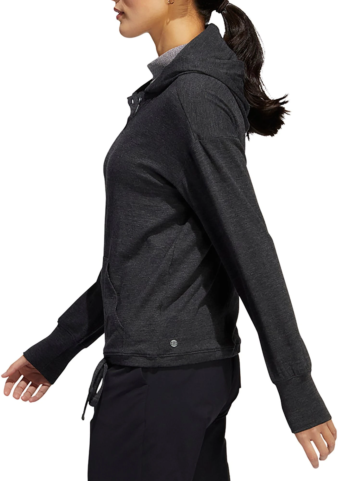 Adidas Women's Essentials Slub Recycled Golf Hoodie Black/white 6 Adidas Women's Essentials Slub Recycled Golf Hoodie Black/white - Image 4