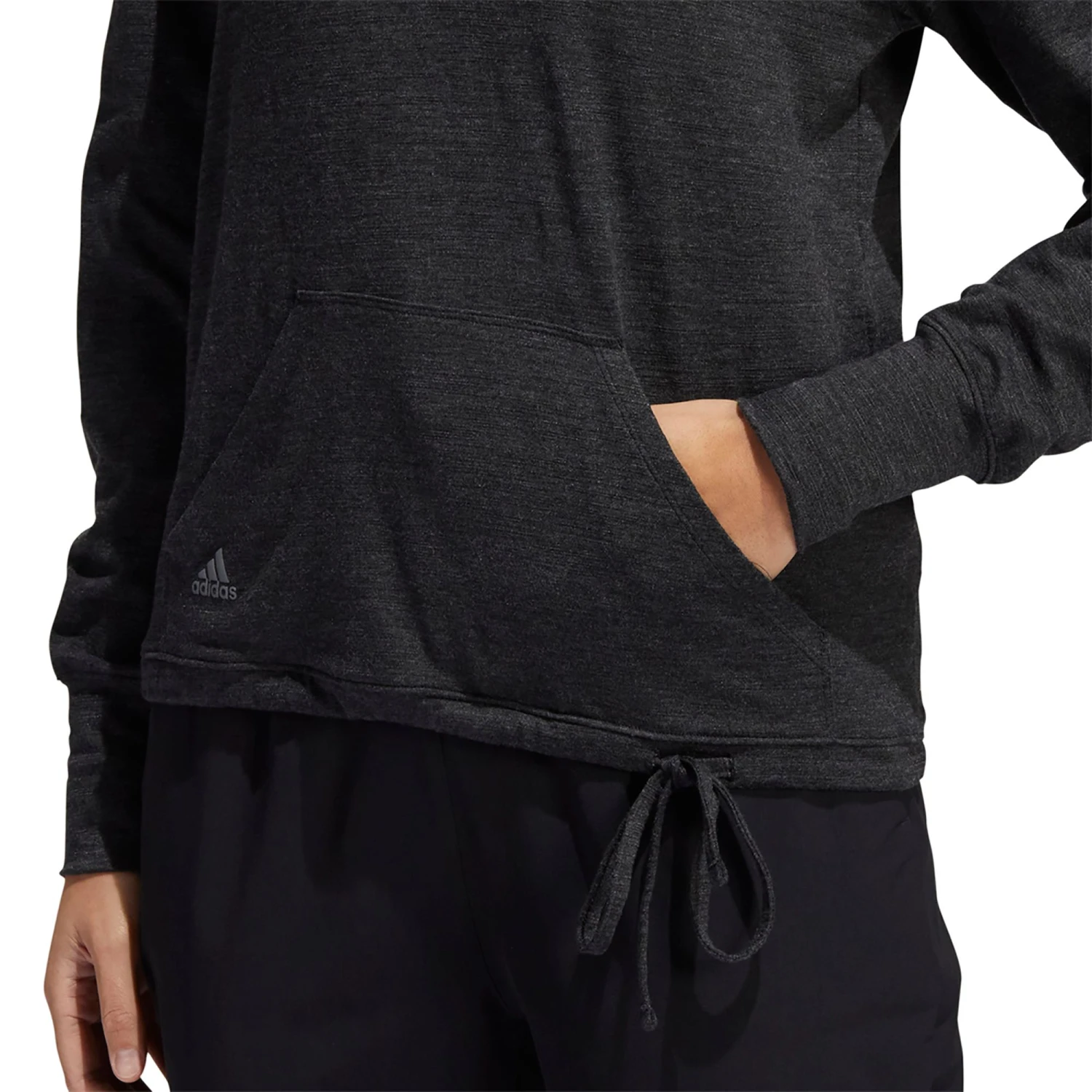 Adidas Women's Essentials Slub Recycled Golf Hoodie Black/white 8 Adidas Women's Essentials Slub Recycled Golf Hoodie Black/white - Image 6