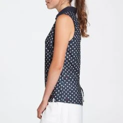 Lady Hagen Women's Open Back Slit Sleeveless Golf Polo Mini Stars Dark Navy 9 Lady Hagen Women's Open Back Slit Sleeveless Golf Polo Mini Stars Dark Navy -Golf Apparel Shop unnamed file 207
