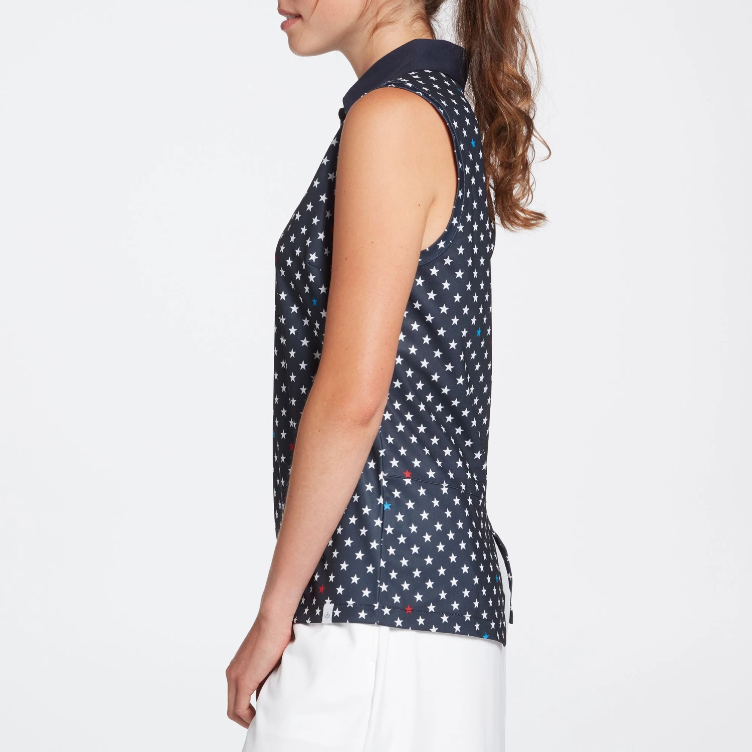 Lady Hagen Women's Open Back Slit Sleeveless Golf Polo Mini Stars Dark Navy 6 Lady Hagen Women's Open Back Slit Sleeveless Golf Polo Mini Stars Dark Navy - Image 4