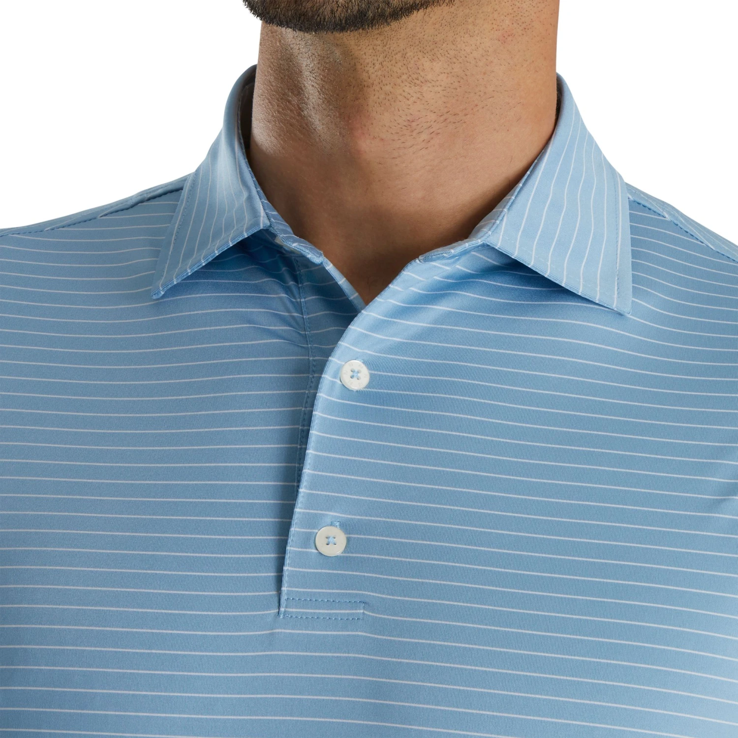 FootJoy Men's Lisle Classic Pencil Stripe Golf Polo White/royal 5 FootJoy Men's Lisle Classic Pencil Stripe Golf Polo White/royal - Image 3