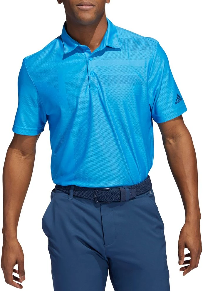 Adidas Men's Jacquard Golf Polo Blue Rush/crew Navy 3 Adidas Men's Jacquard Golf Polo Blue Rush/crew Navy