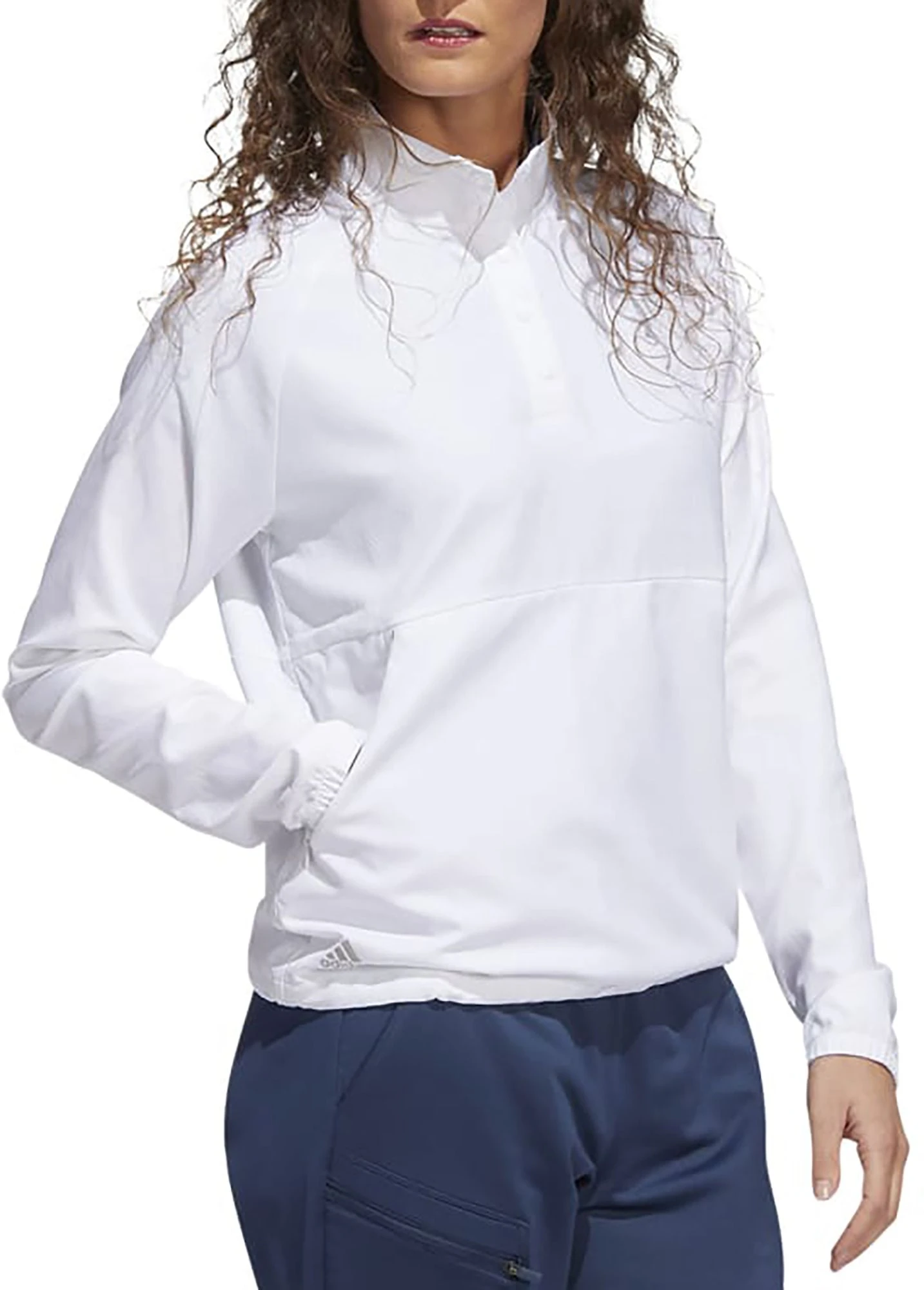 Adidas Women's Embossed 1/4 Snap Golf Pullover White 5 Adidas Women's Embossed 1/4 Snap Golf Pullover White - Image 3