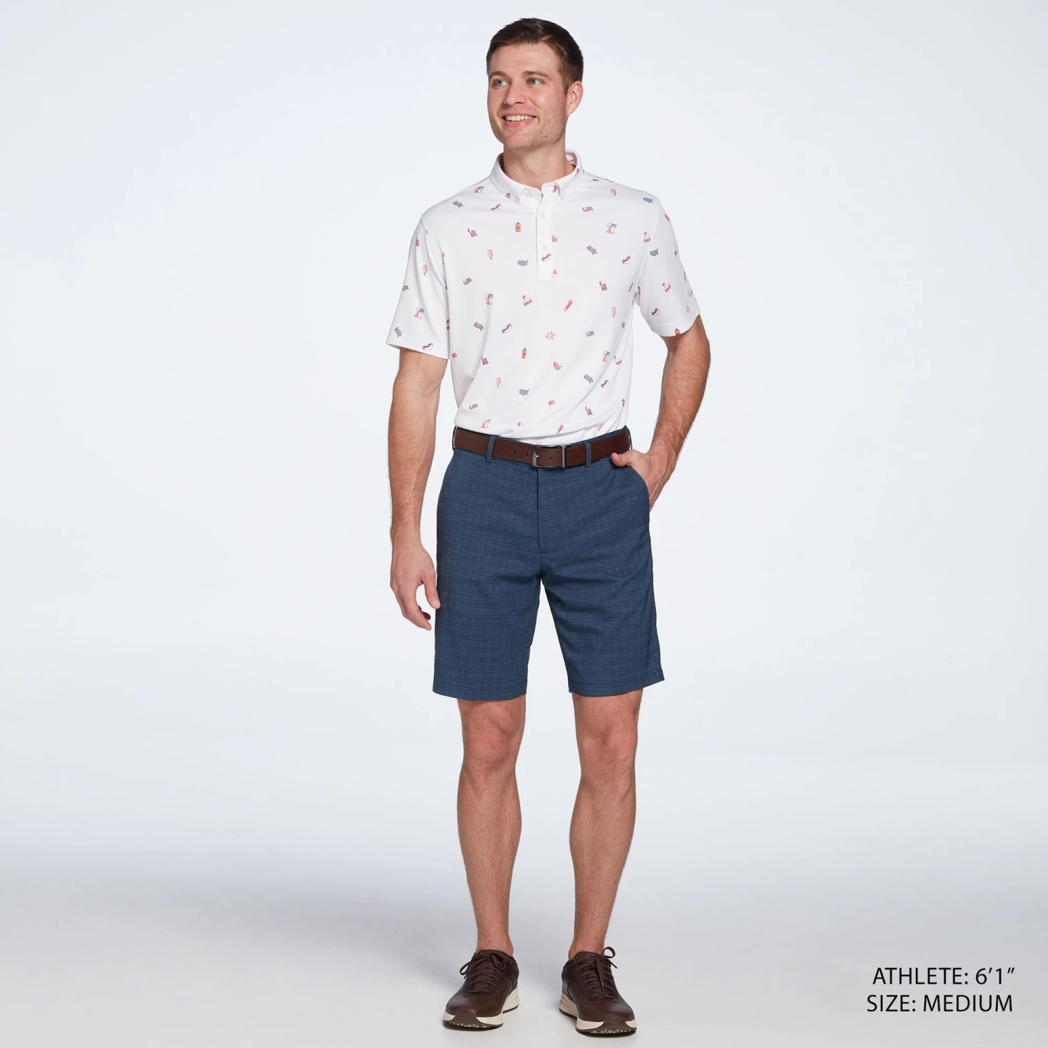 Walter Hagen Men's Perfect 11 USA Fireworks Golf Polo Fireworks Crisp White 5 Walter Hagen Men's Perfect 11 USA Fireworks Golf Polo Fireworks Crisp White - Image 3