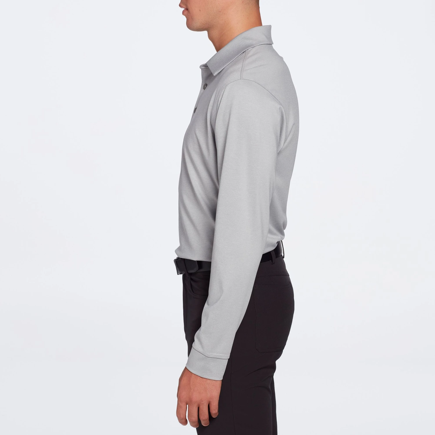 Walter Hagen Mens' Long Sleeve Golf Polo Black Heather 6 Walter Hagen Mens' Long Sleeve Golf Polo Black Heather - Image 4