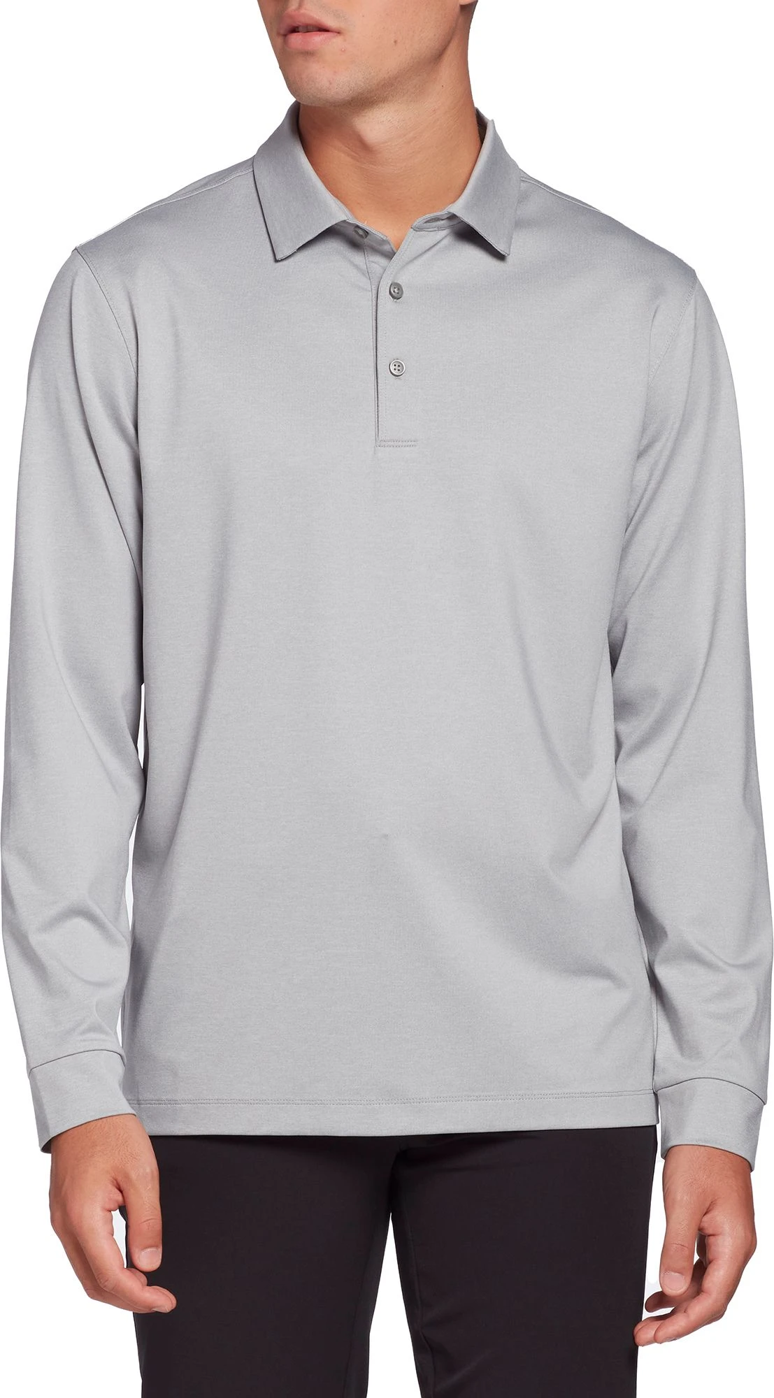 Walter Hagen Mens' Long Sleeve Golf Polo Black Heather 7 Walter Hagen Mens' Long Sleeve Golf Polo Black Heather - Image 5
