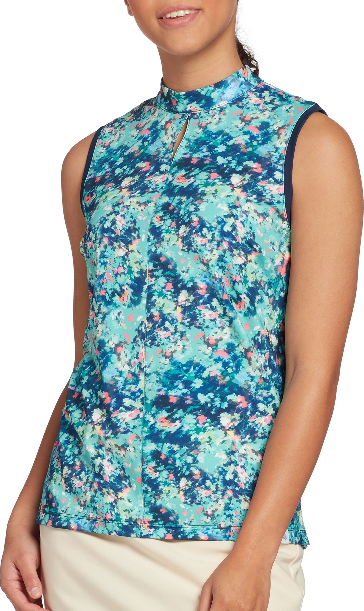 Lady Hagen Women's Keyhole Sleeveless Golf Polo Floral Multi 3 Lady Hagen Women's Keyhole Sleeveless Golf Polo Floral Multi