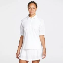 CALIA Women's Golf Perforated Half Sleeve Polo Pure White