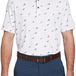 Walter Hagen Men's Perfect 11 USA Double Eagle Print Golf Polo Double Eagle Crisp White