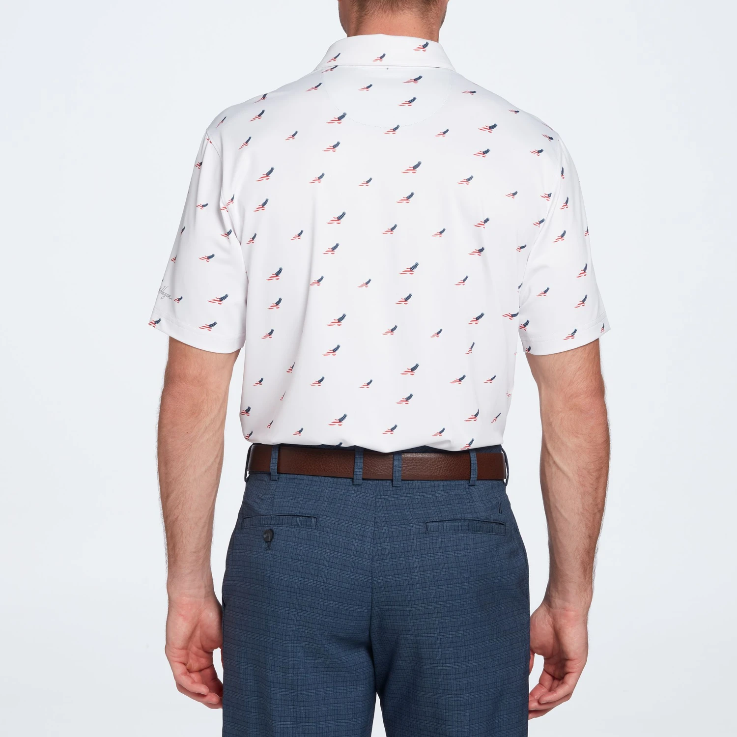 Walter Hagen Men's Perfect 11 USA Double Eagle Print Golf Polo Double Eagle Crisp White 6 Walter Hagen Men's Perfect 11 USA Double Eagle Print Golf Polo Double Eagle Crisp White - Image 4