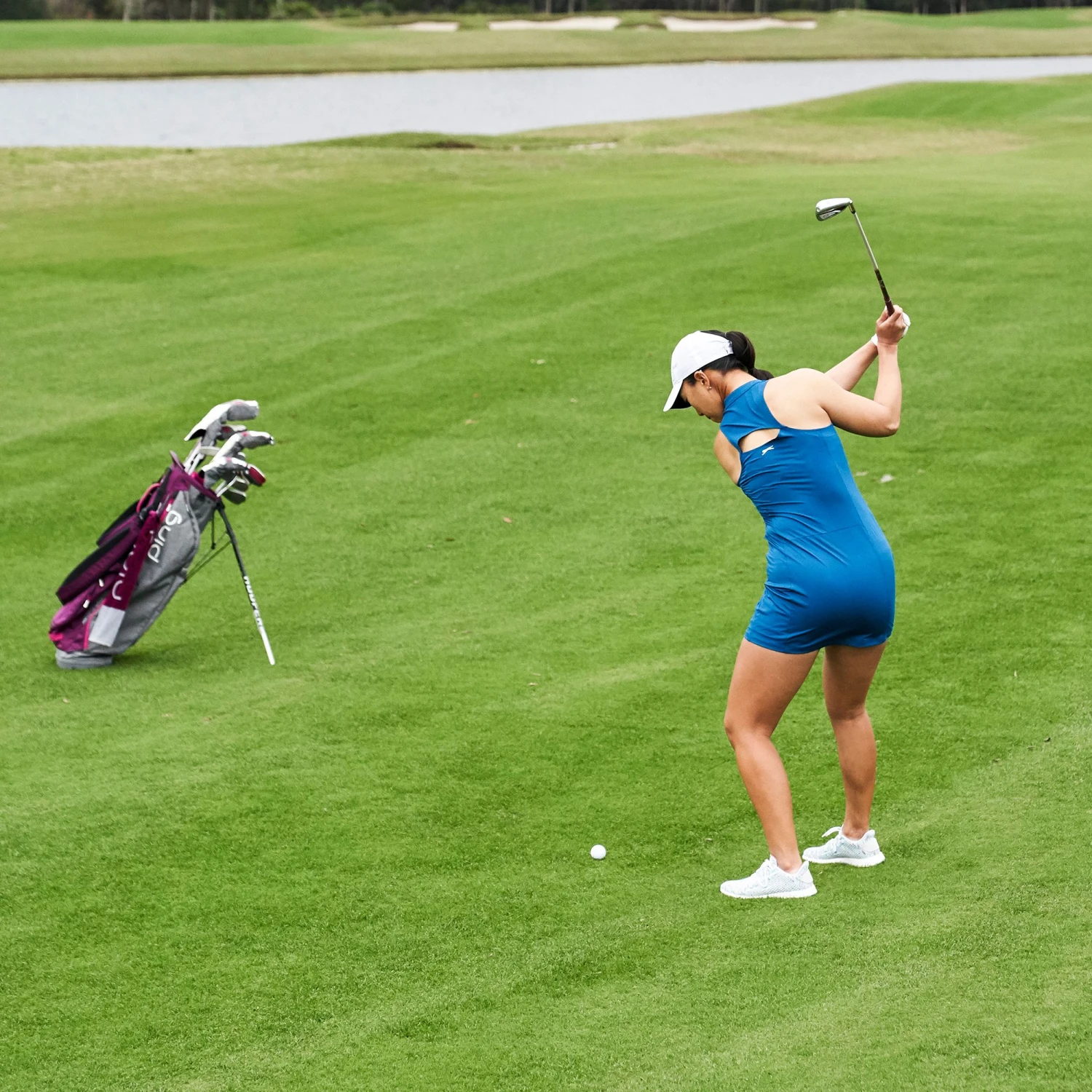 Slazenger Women's Perforated Piece Sleeveless Golf Dress Ocean Floor 9 Slazenger Women's Perforated Piece Sleeveless Golf Dress Ocean Floor - Image 7