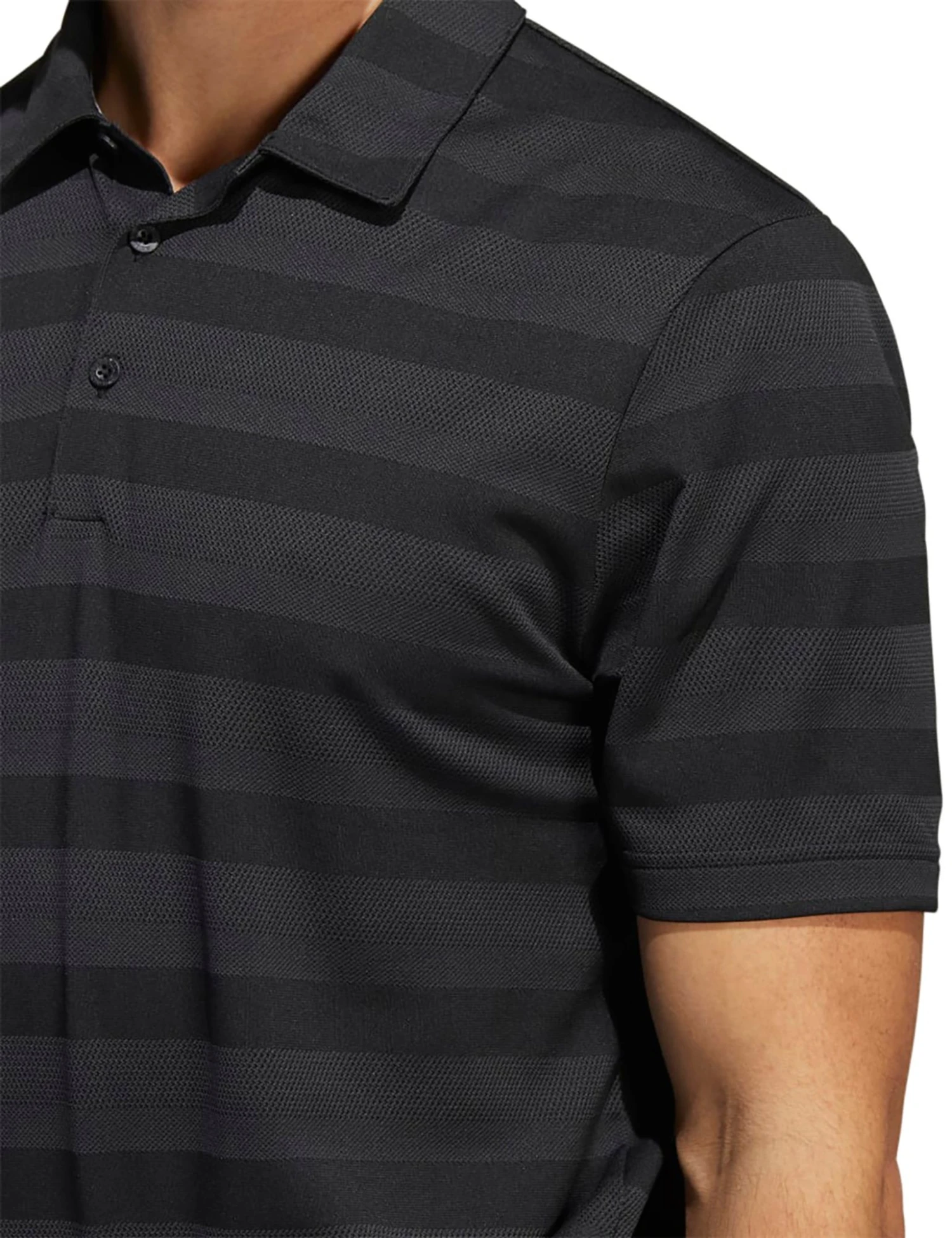 Adidas Men's Two-Color Striped Golf Polo Black/grey Six 6 Adidas Men's Two-Color Striped Golf Polo Black/grey Six - Image 4