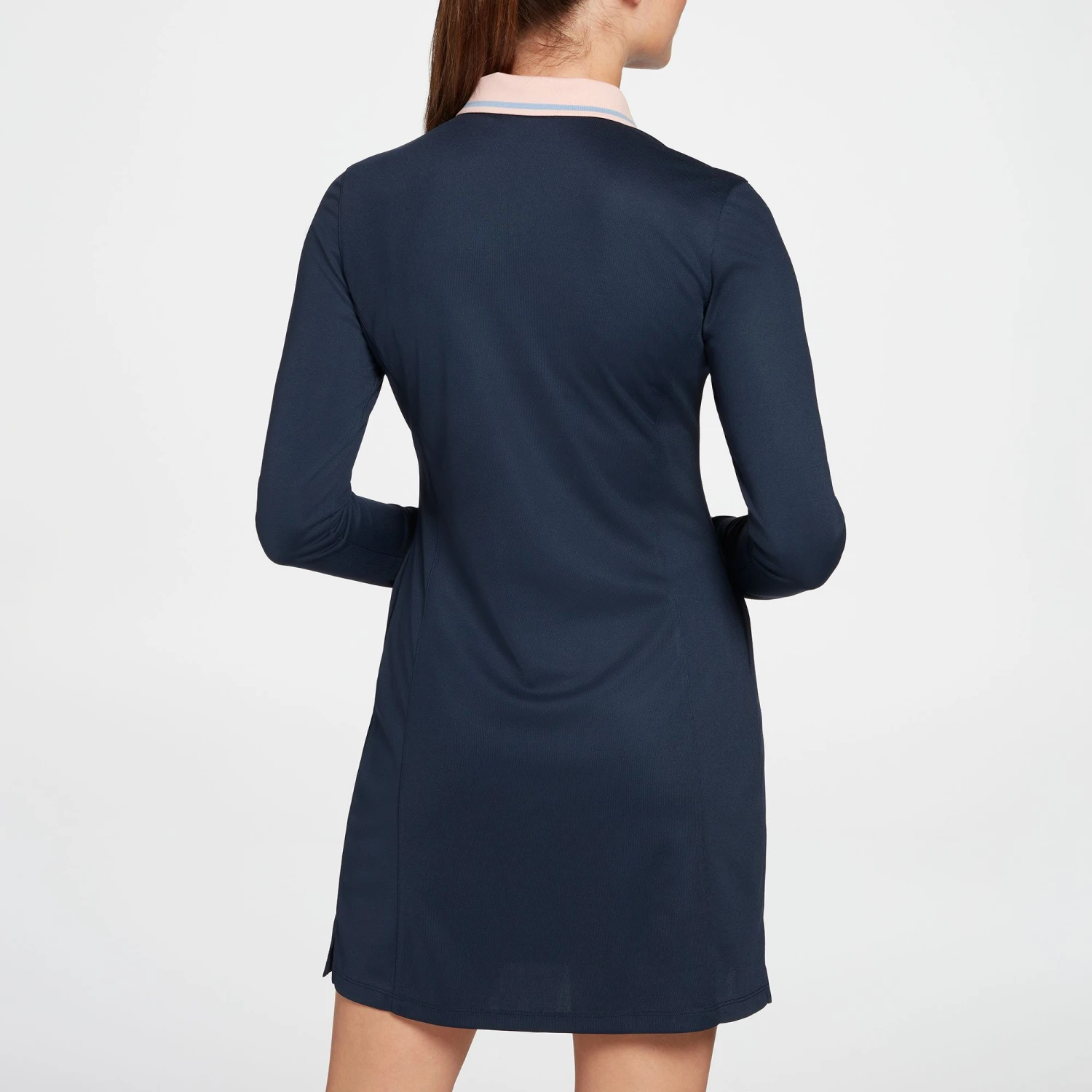 Lady Hagen Women's Ribbed Collar Pique Long Sleeve Golf Dress Navy 5 Lady Hagen Women's Ribbed Collar Pique Long Sleeve Golf Dress Navy - Image 3
