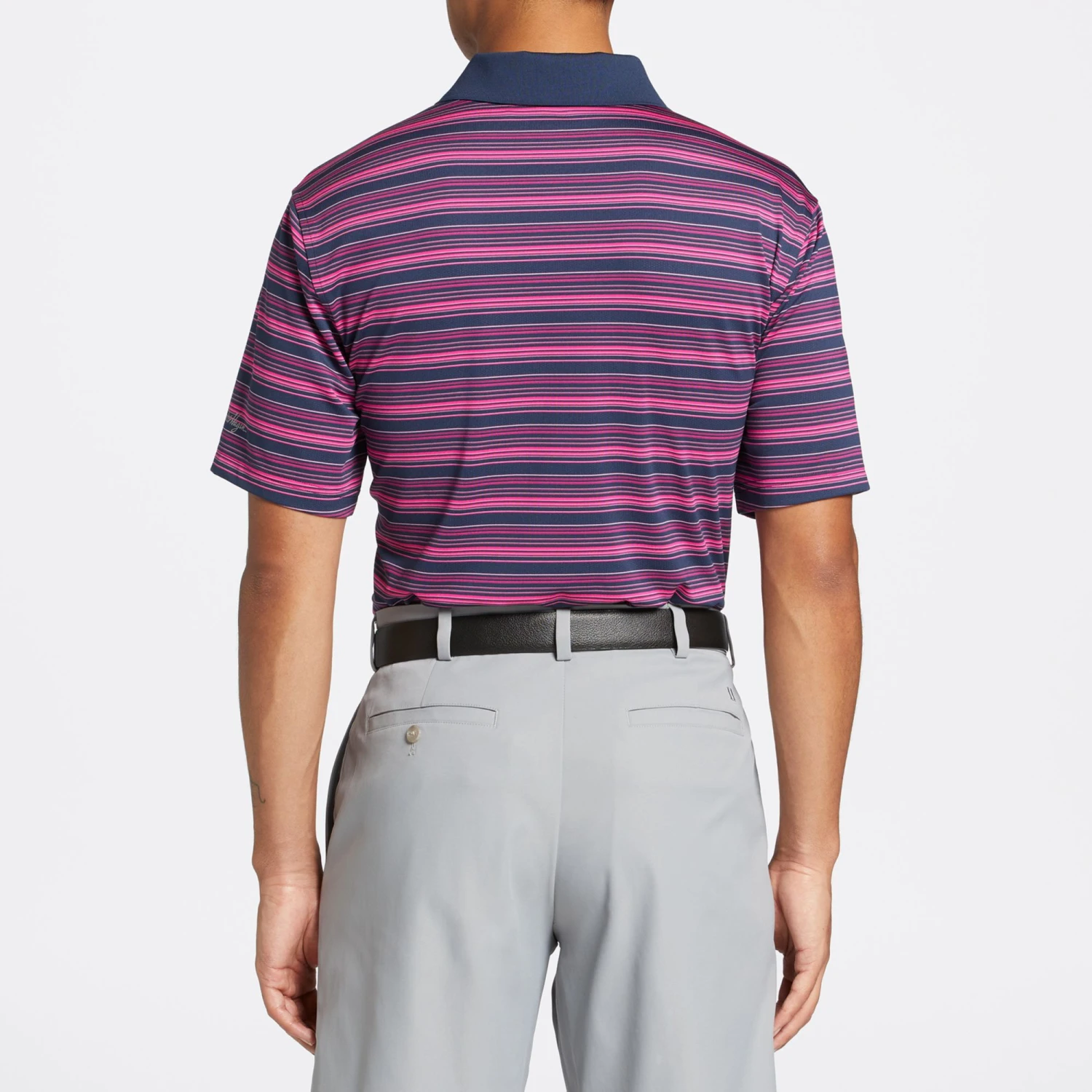 Walter Hagen Men's Perfect 11 Jacquard Stripe Golf Polo Navy/electric Magenta 5 Walter Hagen Men's Perfect 11 Jacquard Stripe Golf Polo Navy/electric Magenta - Image 3