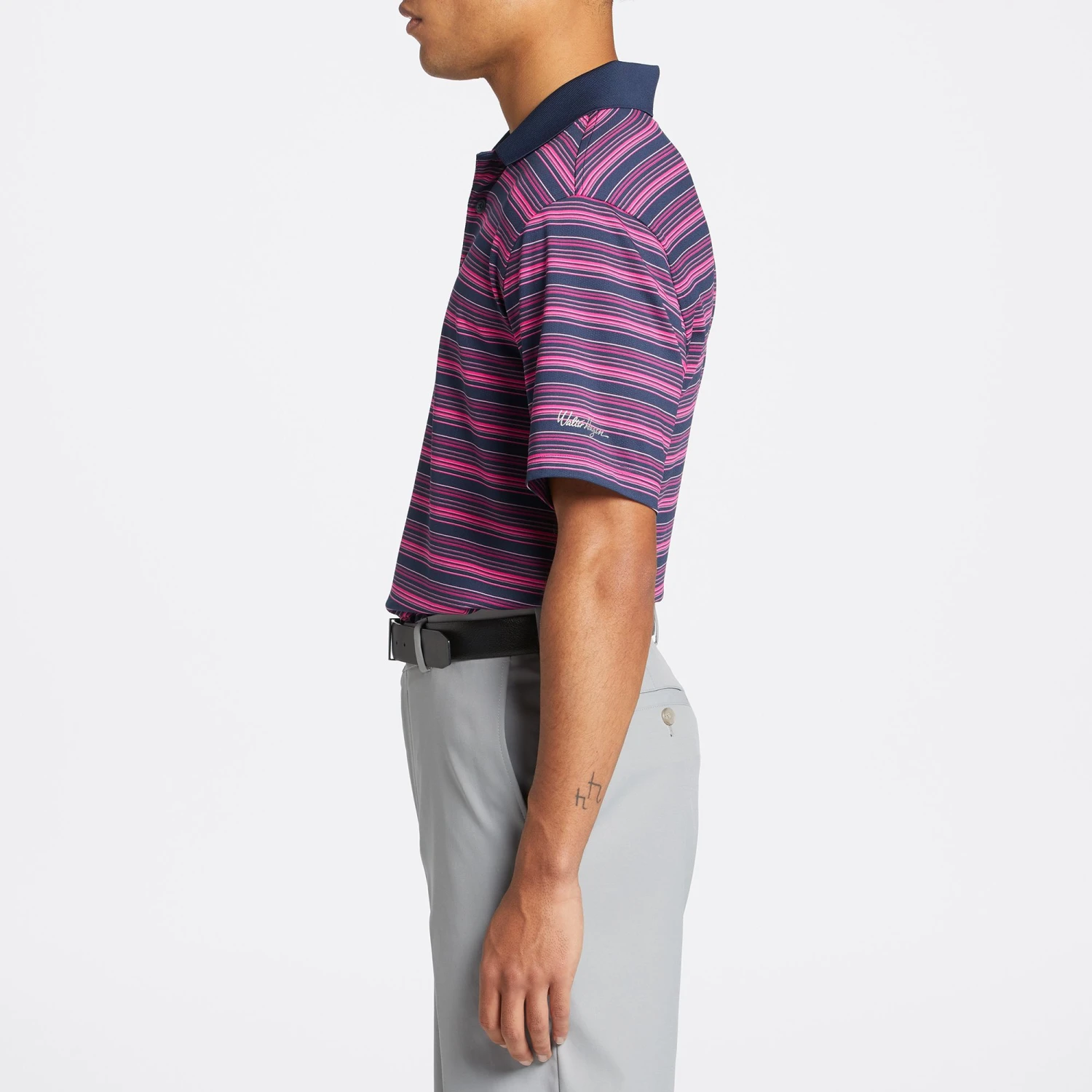 Walter Hagen Men's Perfect 11 Jacquard Stripe Golf Polo Navy/electric Magenta 6 Walter Hagen Men's Perfect 11 Jacquard Stripe Golf Polo Navy/electric Magenta - Image 4