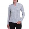 EP Pro Women's Long Sleeve Diagonal Print Zip Golf Polo White Multi
