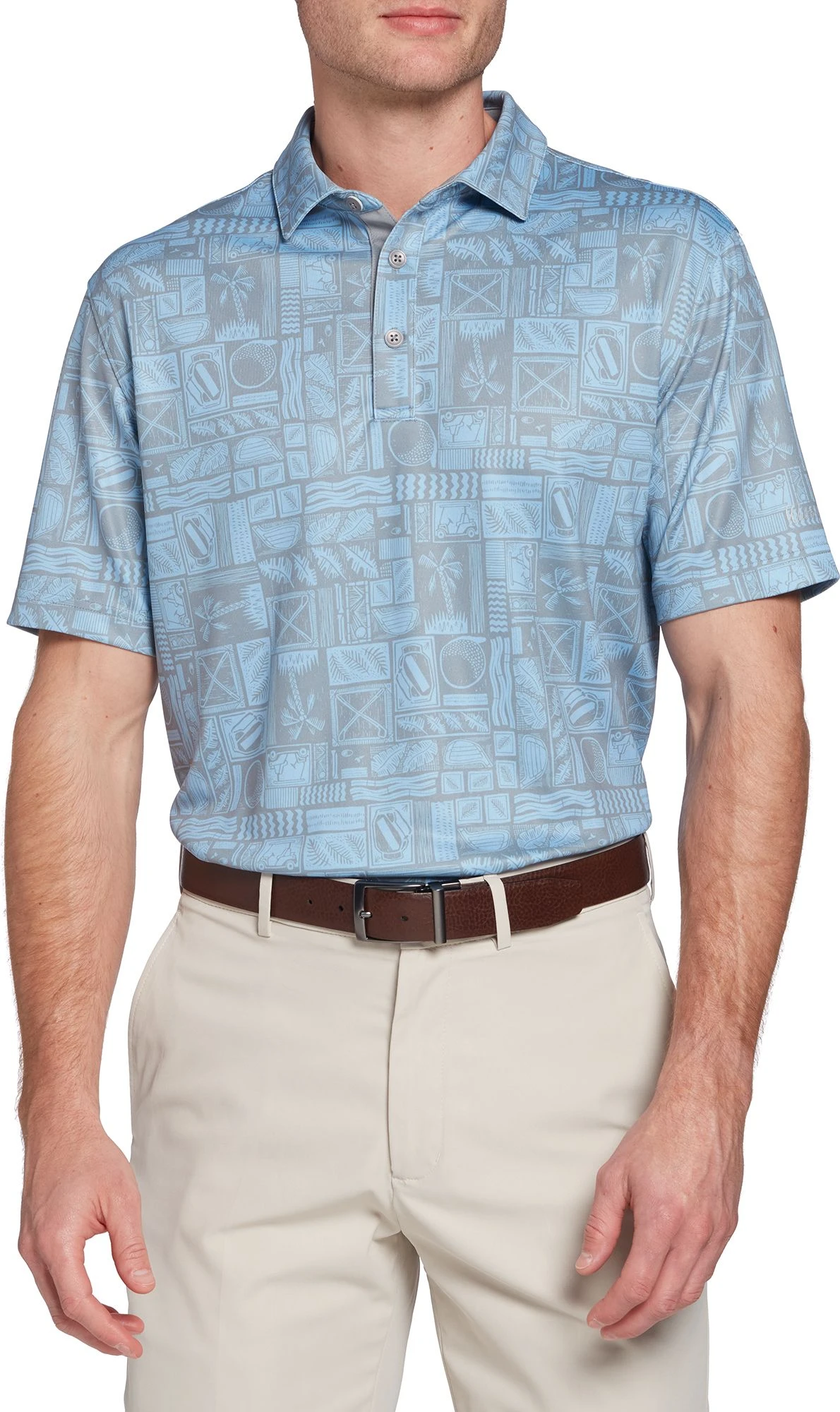 Walter Hagen Men's Perfect 11 Tropical Convo Golf Polo Tropical Pale Yellow 3 Walter Hagen Men's Perfect 11 Tropical Convo Golf Polo Tropical Pale Yellow