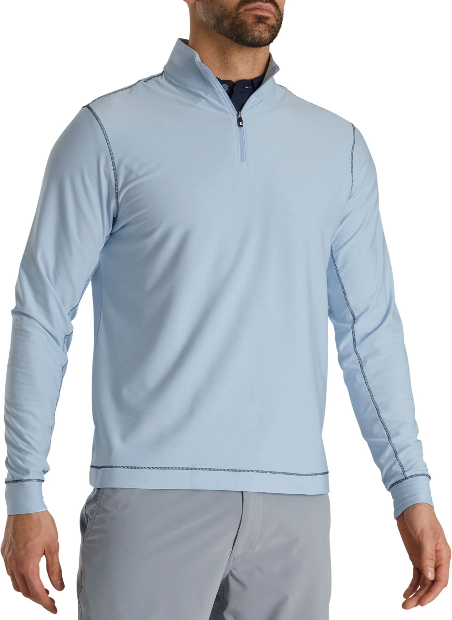 FootJoy Men's Space Dye Brushed Back Jersey 1/4 Zip Golf Pullover Smoke 3 FootJoy Men's Space Dye Brushed Back Jersey 1/4 Zip Golf Pullover Smoke