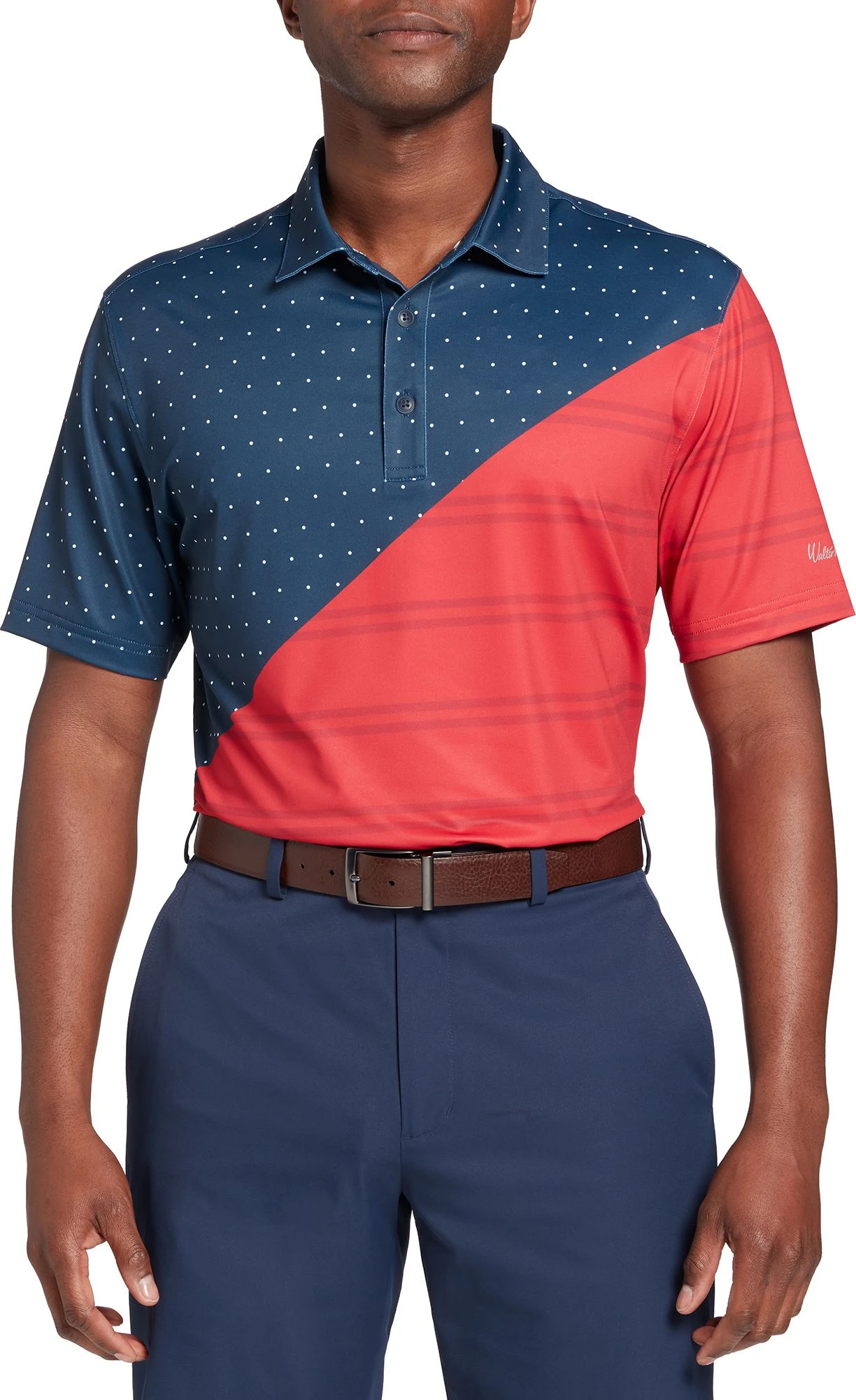 Walter Hagen Men's Perfect 11 USA Diagonal Flag Golf Polo Diag Flag Positive Red 3 Walter Hagen Men's Perfect 11 USA Diagonal Flag Golf Polo Diag Flag Positive Red