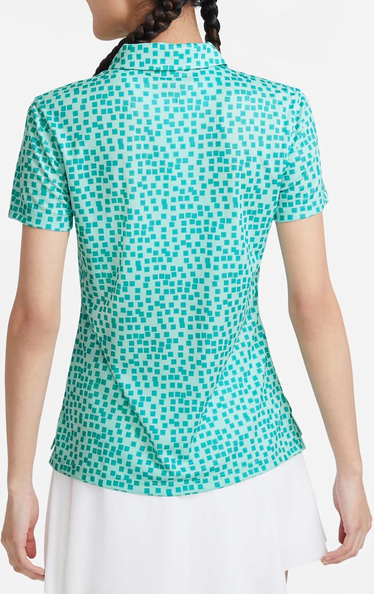 Nike Women's Victory Grid Short Sleeve Golf Polo Light Dew/white 5 Nike Women's Victory Grid Short Sleeve Golf Polo Light Dew/white - Image 3