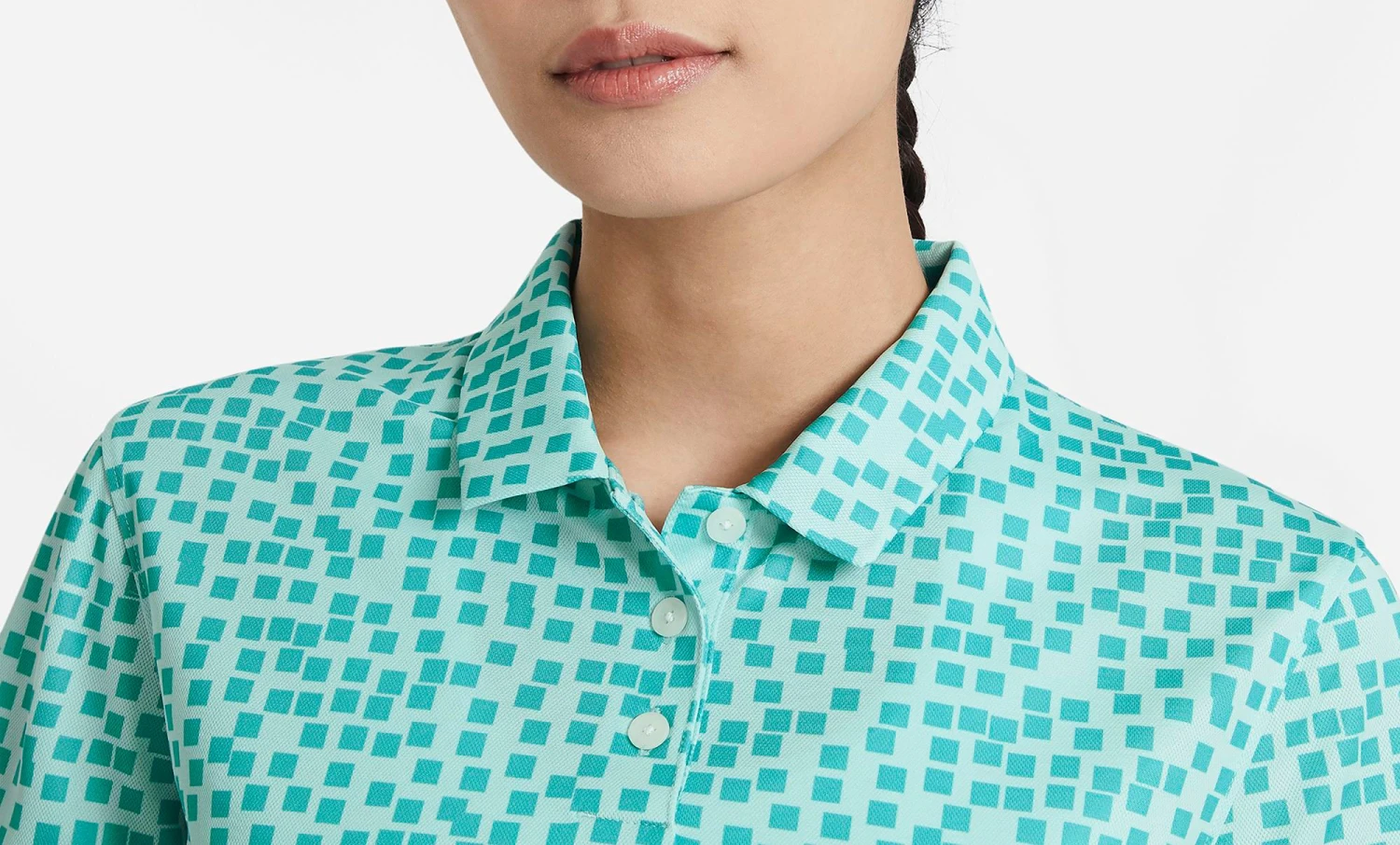 Nike Women's Victory Grid Short Sleeve Golf Polo Light Dew/white 6 Nike Women's Victory Grid Short Sleeve Golf Polo Light Dew/white - Image 4