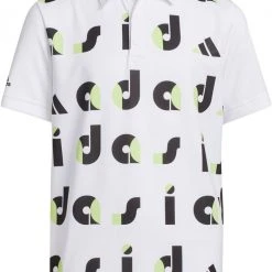 Golf Apparel Shop 10 Adidas Boy's Graphic Print Golf Polo For Boys' Black/pulse Lime/white