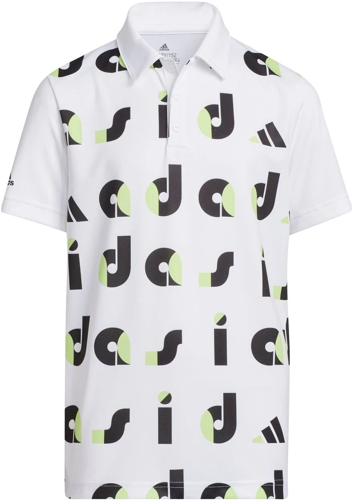 Adidas Boy's Graphic Print Golf Polo For Boys' Black/pulse Lime/white 3 Adidas Boy's Graphic Print Golf Polo For Boys' Black/pulse Lime/white
