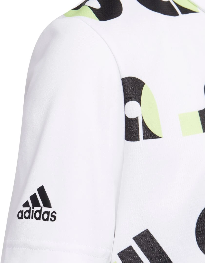 Adidas Boy's Graphic Print Golf Polo For Boys' Black/pulse Lime/white 5 Adidas Boy's Graphic Print Golf Polo For Boys' Black/pulse Lime/white - Image 3