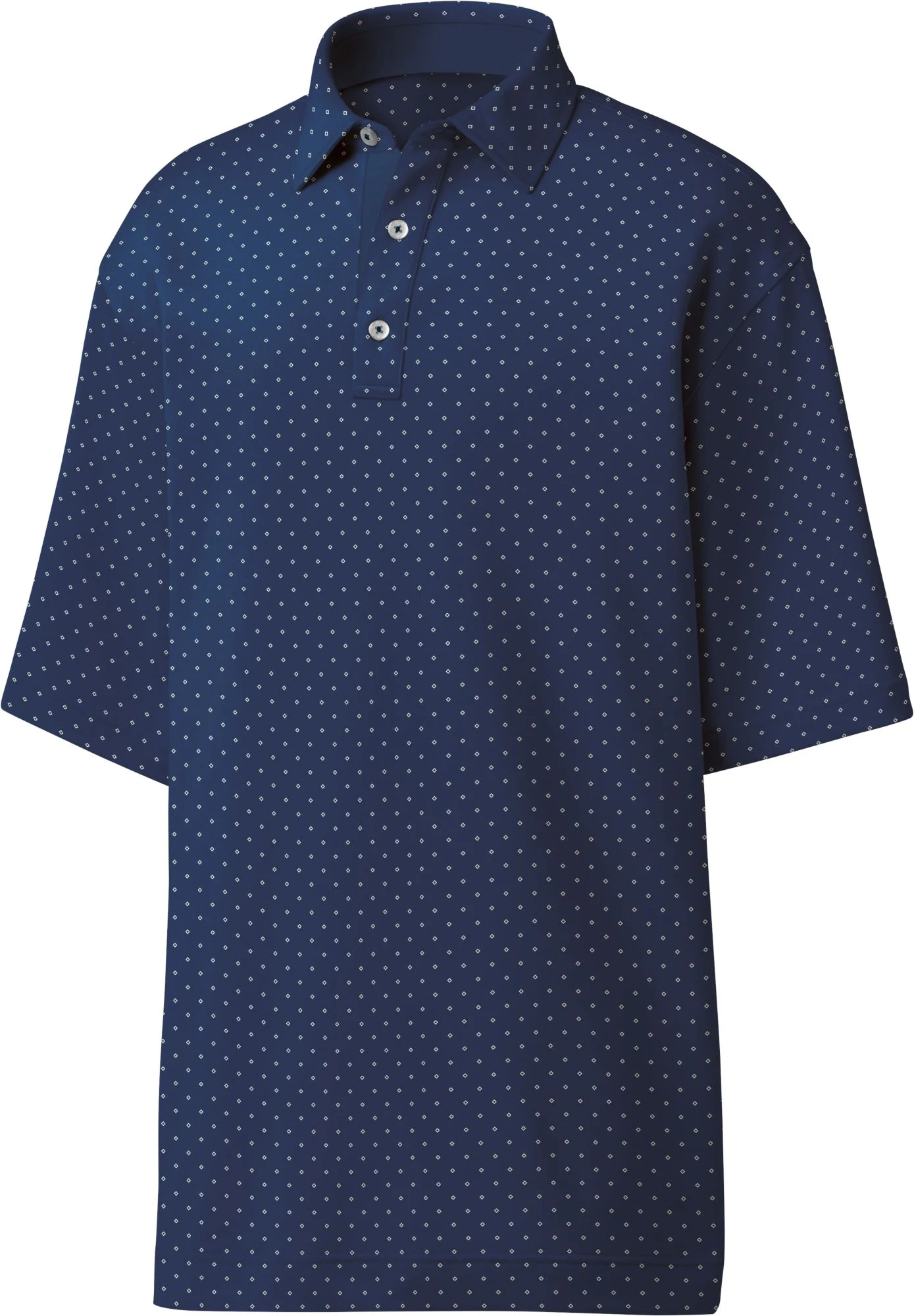 FootJoy Men's Lisle Diamond Print Golf Polo White/navy 3 FootJoy Men's Lisle Diamond Print Golf Polo White/navy