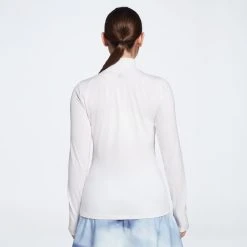 Calia Women's Golf UV Protection Mock Neck Long Sleeve Polo Pure White -Golf Apparel Shop unnamed file 3275