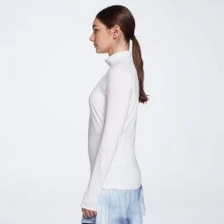 Calia Women's Golf UV Protection Mock Neck Long Sleeve Polo Pure White -Golf Apparel Shop unnamed file 3276