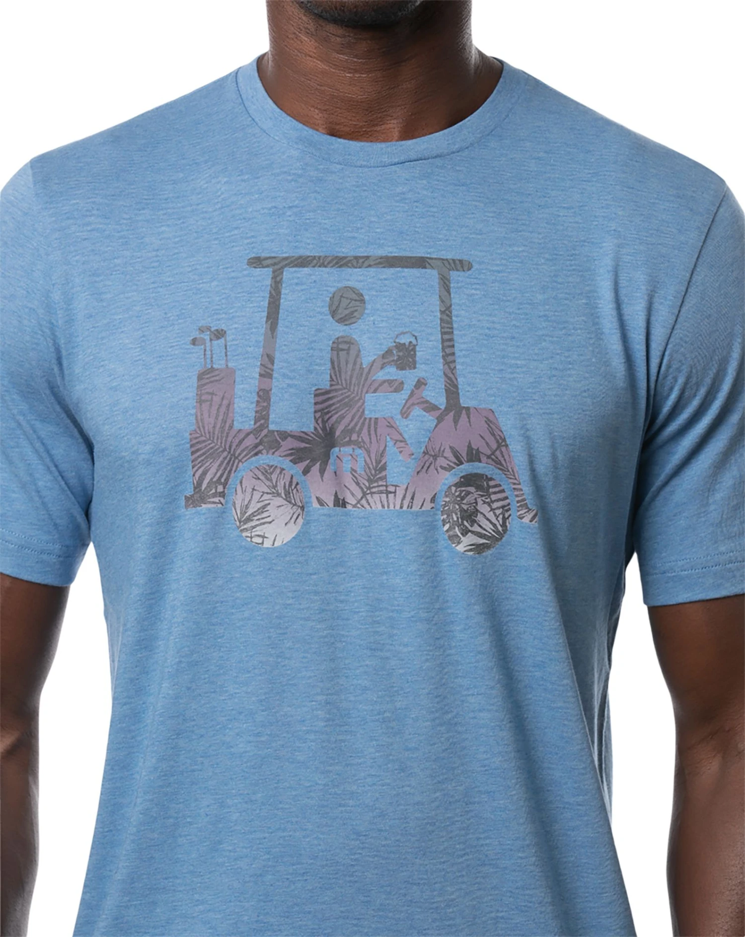 TravisMathew Men's Catch And Release Short Sleeve Golf Shirt Heather Blue Sapphir 6 TravisMathew Men's Catch And Release Short Sleeve Golf Shirt Heather Blue Sapphir - Image 4