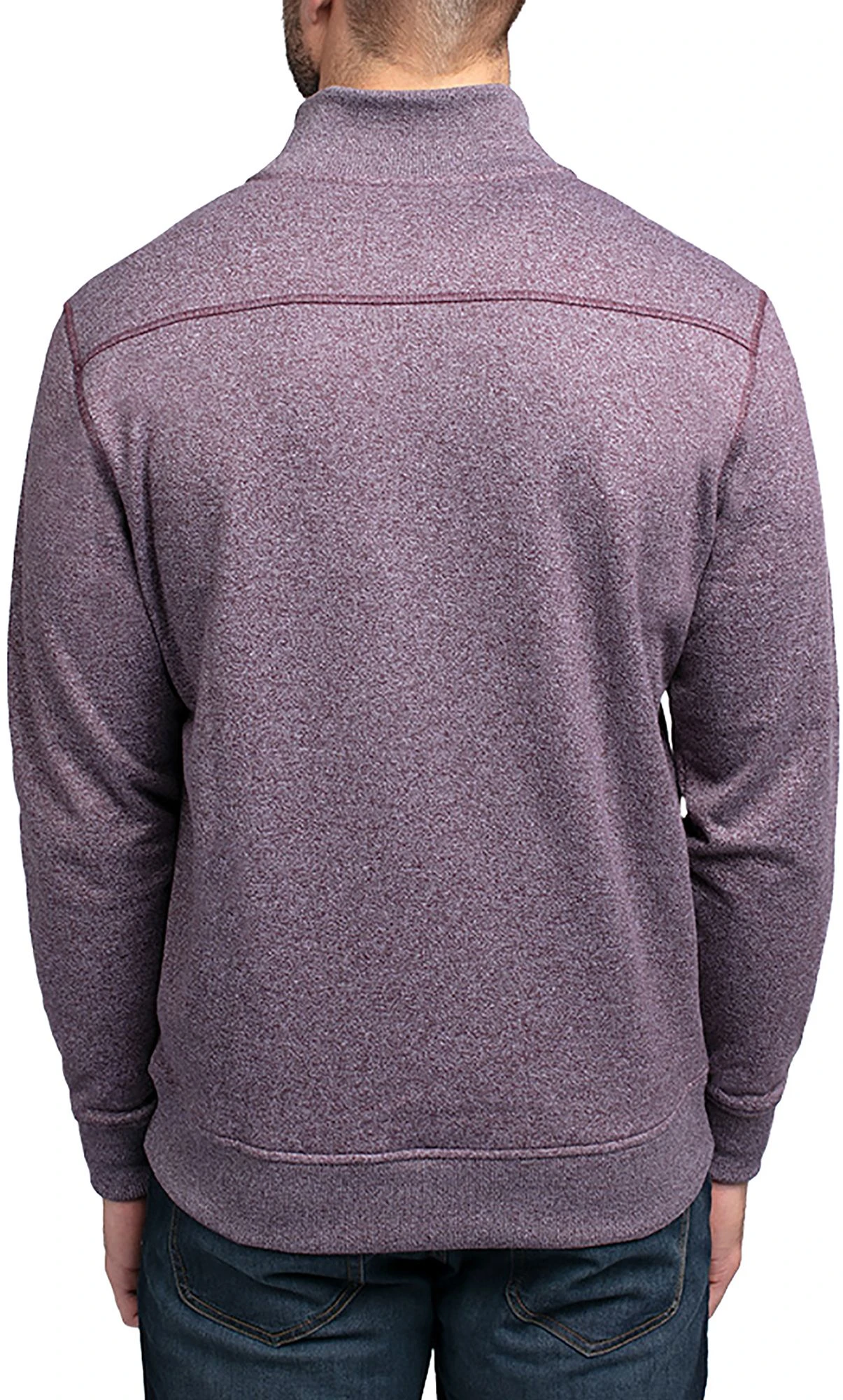 TravisMathew Men's Hideaway 1/4 Zip Golf Pullover Heather Winetasting 4 TravisMathew Men's Hideaway 1/4 Zip Golf Pullover Heather Winetasting - Image 2