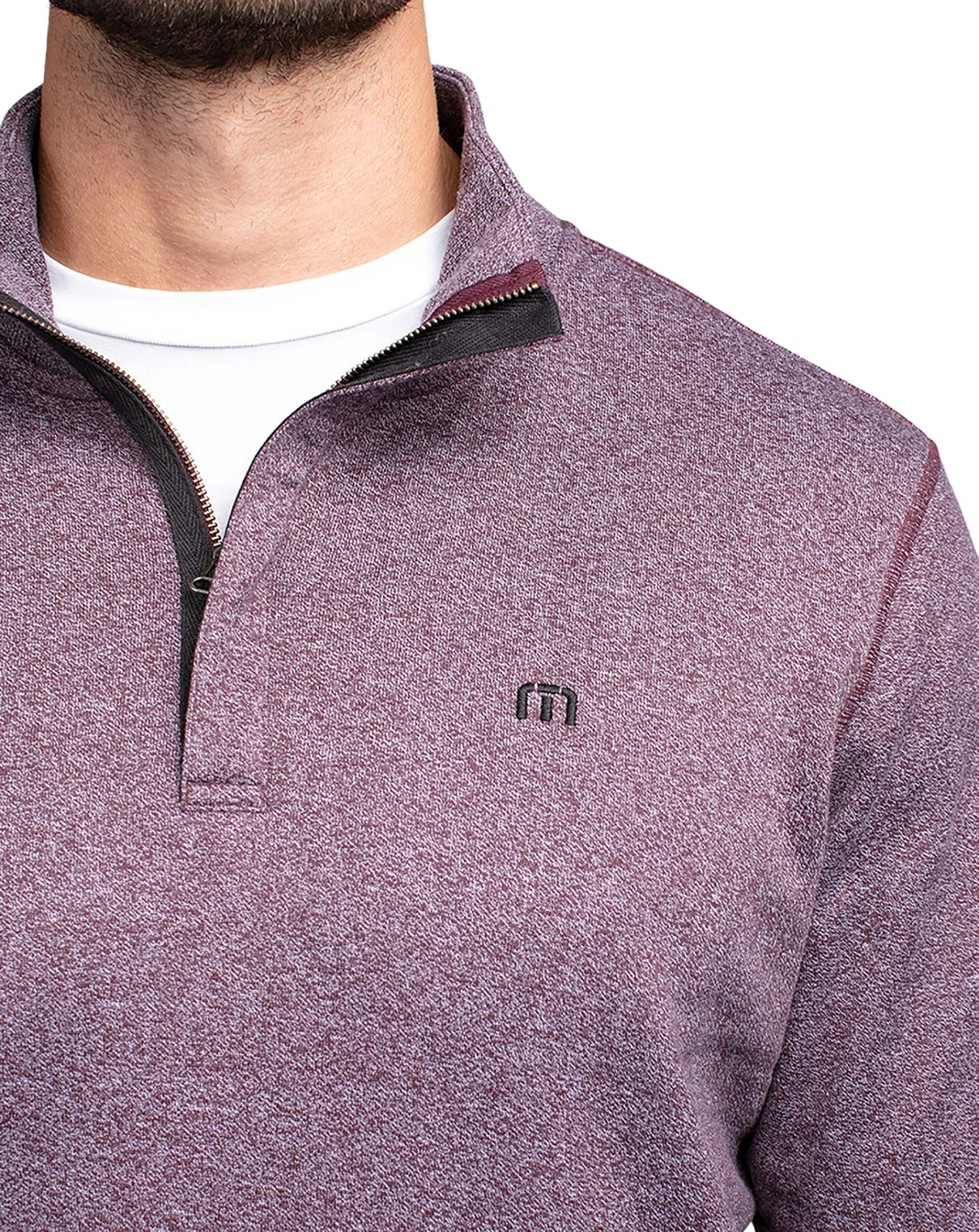 TravisMathew Men's Hideaway 1/4 Zip Golf Pullover Heather Winetasting 6 TravisMathew Men's Hideaway 1/4 Zip Golf Pullover Heather Winetasting - Image 4