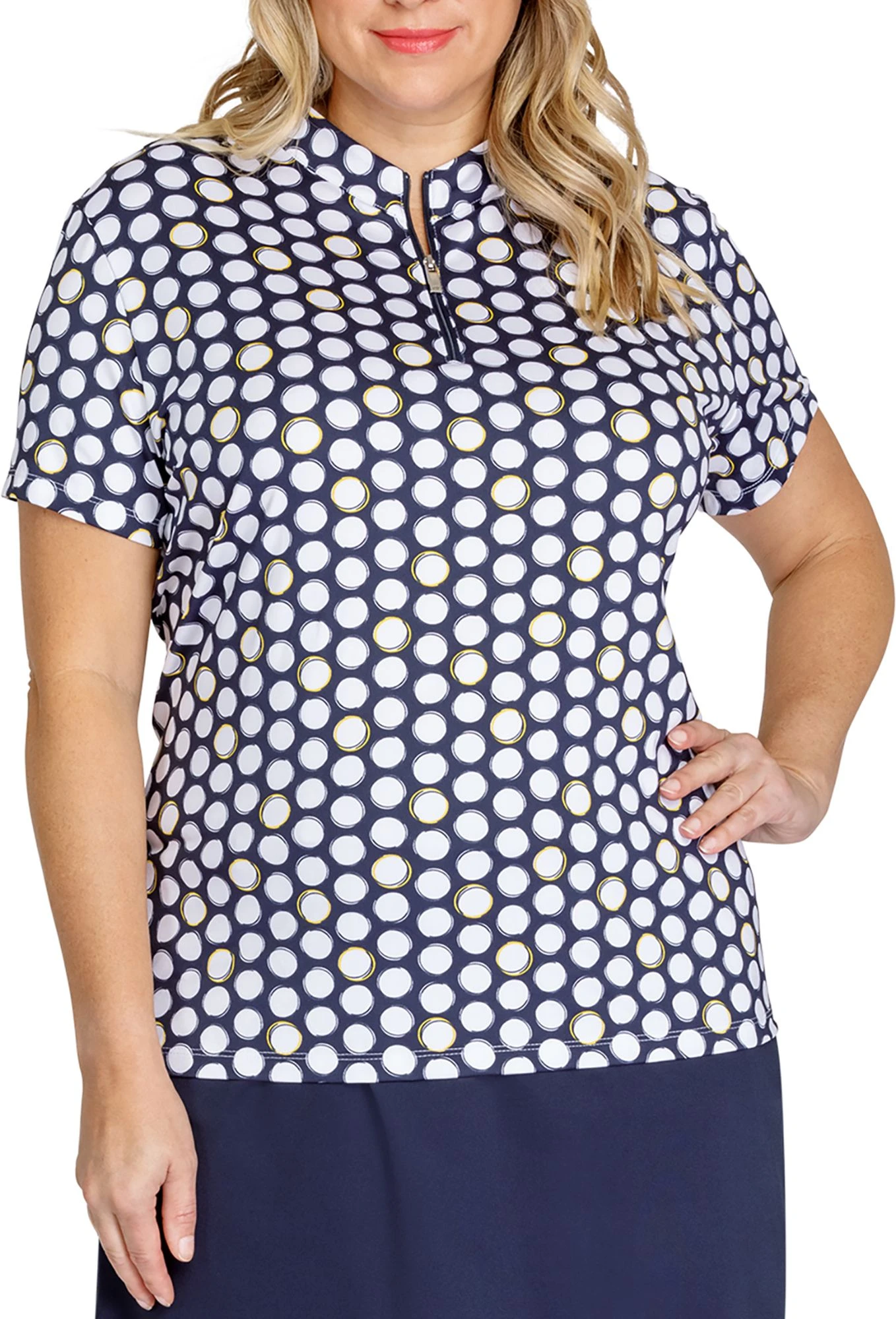 Tail Women's 1/4 Zip Dot Short Sleeve Golf Polo Fragment Freesia 7 Tail Women's 1/4 Zip Dot Short Sleeve Golf Polo Fragment Freesia - Image 5