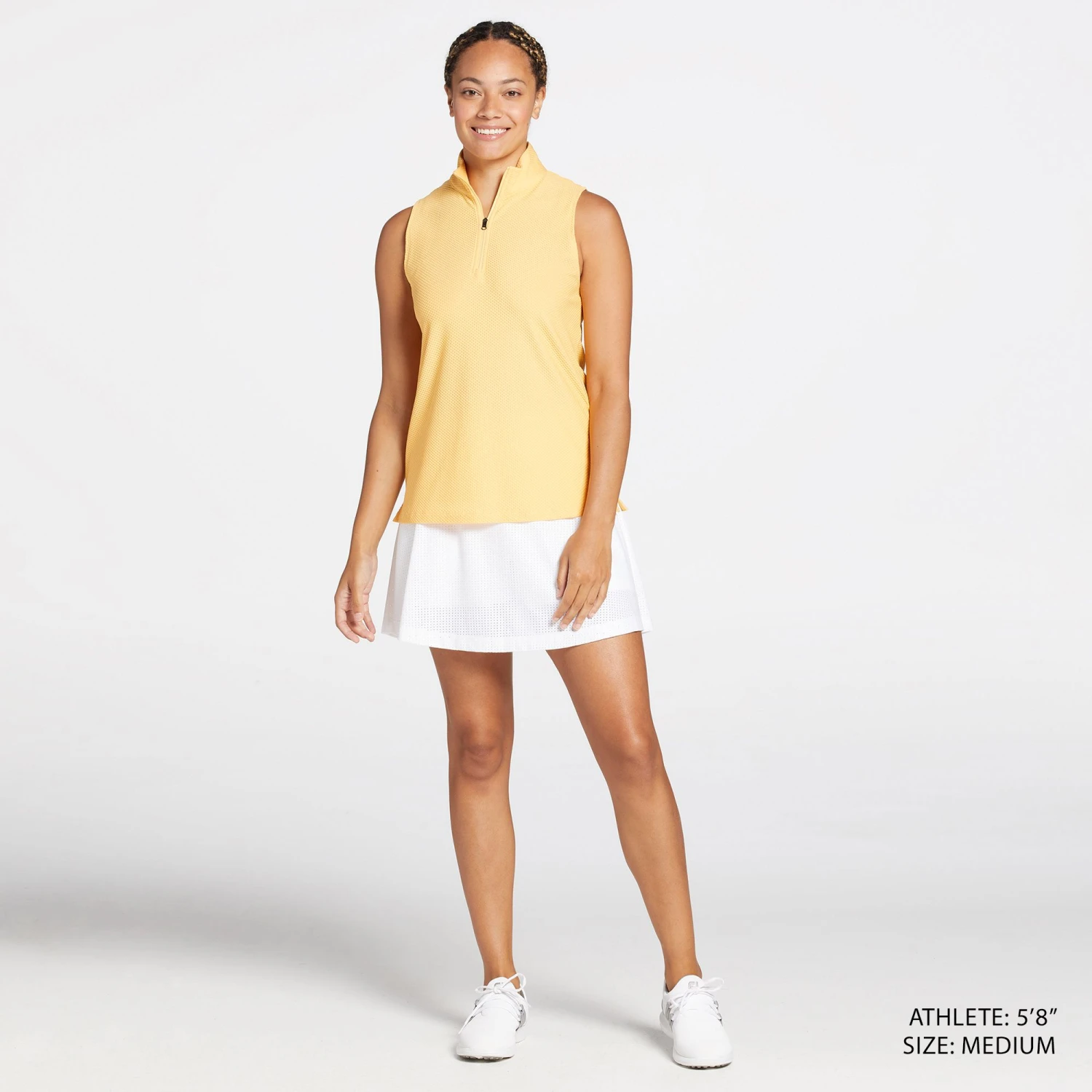 CALIA Women's Golf Honeycomb Mesh 1/2 Zip Sleeveless Polo Peachy Melon 4 CALIA Women's Golf Honeycomb Mesh 1/2 Zip Sleeveless Polo Peachy Melon - Image 2