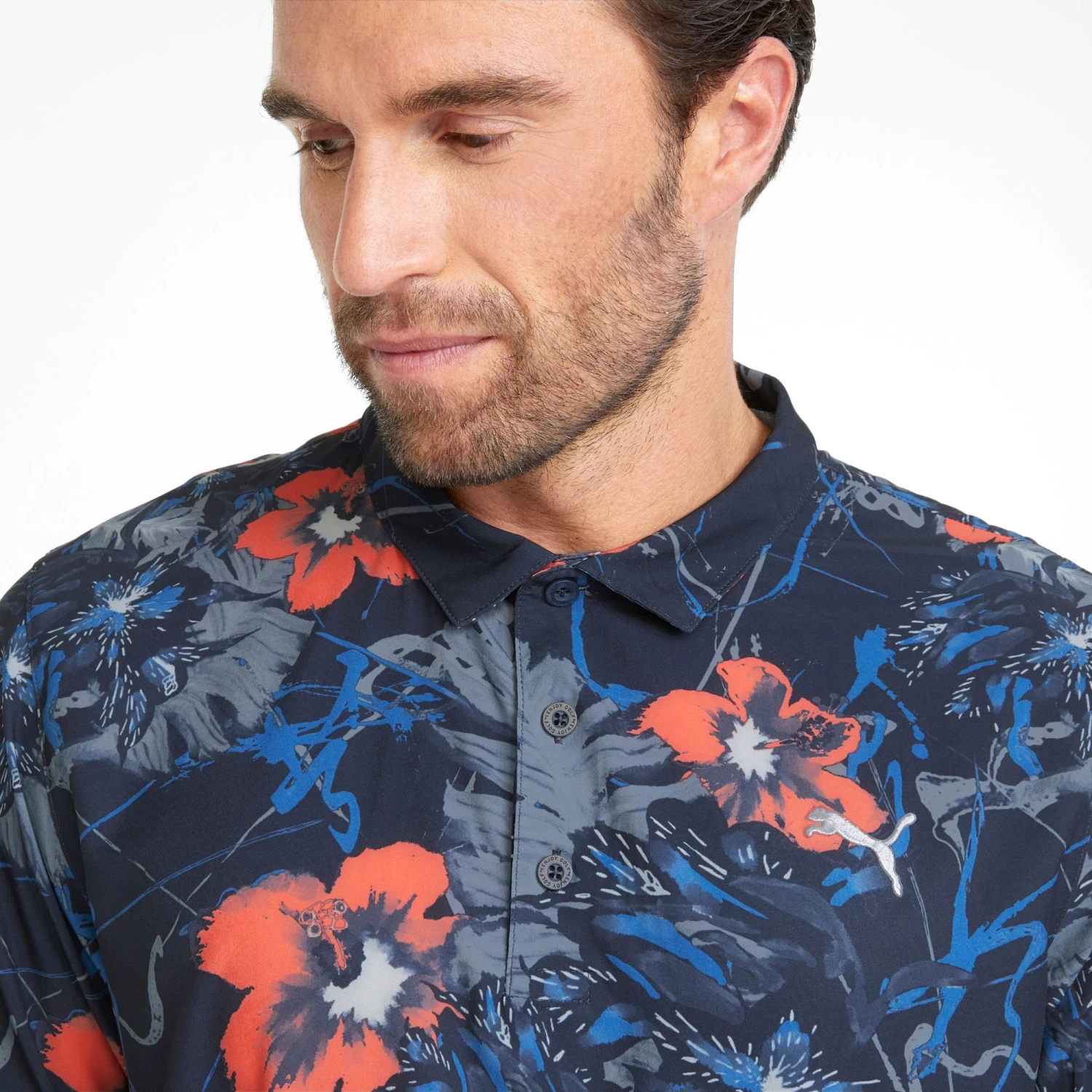 PUMA Men's Nassau Golf Polo Navy Blazer/hot Coral 6 PUMA Men's Nassau Golf Polo Navy Blazer/hot Coral - Image 4