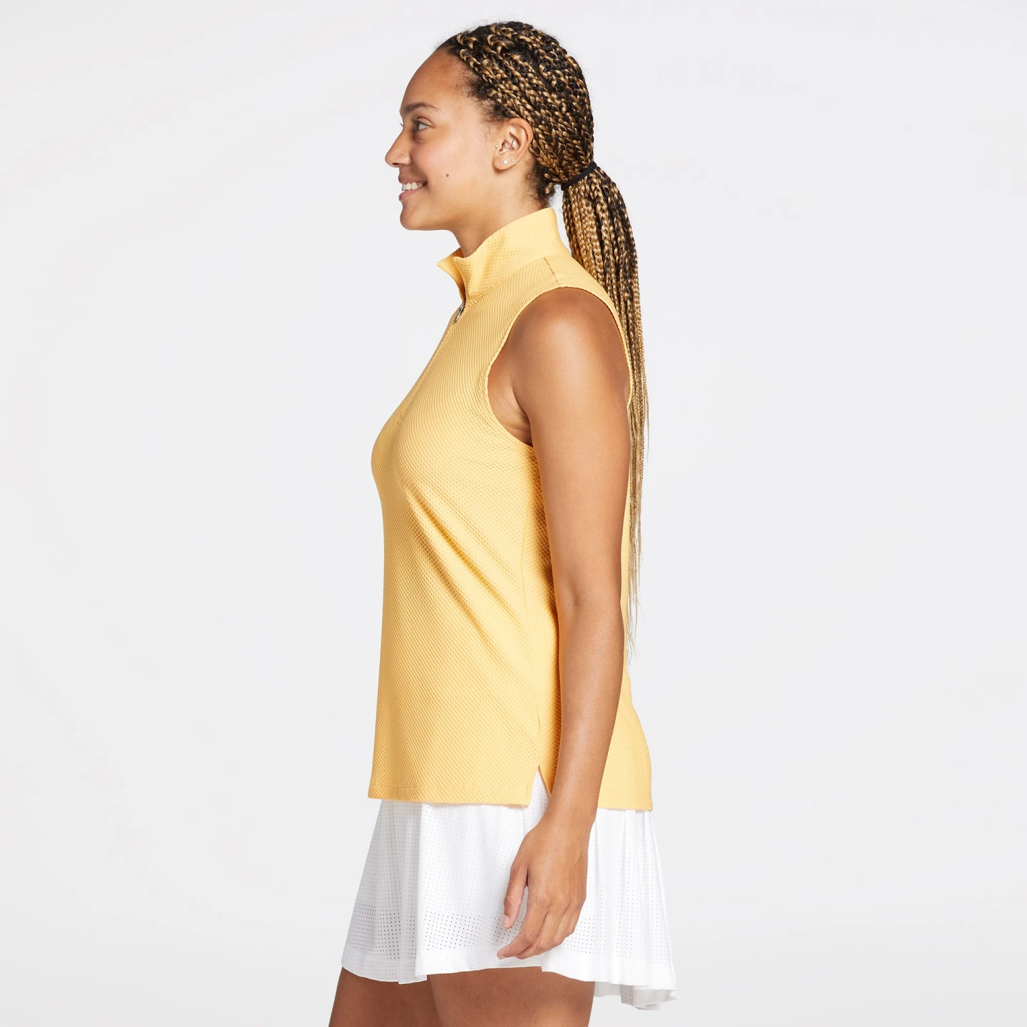 CALIA Women's Golf Honeycomb Mesh 1/2 Zip Sleeveless Polo Peachy Melon 6 CALIA Women's Golf Honeycomb Mesh 1/2 Zip Sleeveless Polo Peachy Melon - Image 4