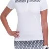 EP Pro Women's Short Sleeve Gradated Patchwork Print Golf Polo White Multi -Golf Apparel Shop unnamed file 3511