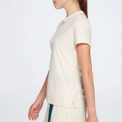 Lady Hagen Women's Textured Stripe Short Sleeve Golf Polo Birch -Golf Apparel Shop unnamed file 3545