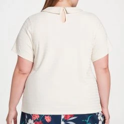 Lady Hagen Women's Textured Stripe Short Sleeve Golf Polo Birch -Golf Apparel Shop unnamed file 3547