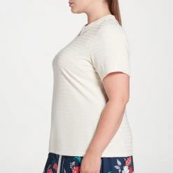 Lady Hagen Women's Textured Stripe Short Sleeve Golf Polo Birch -Golf Apparel Shop unnamed file 3548