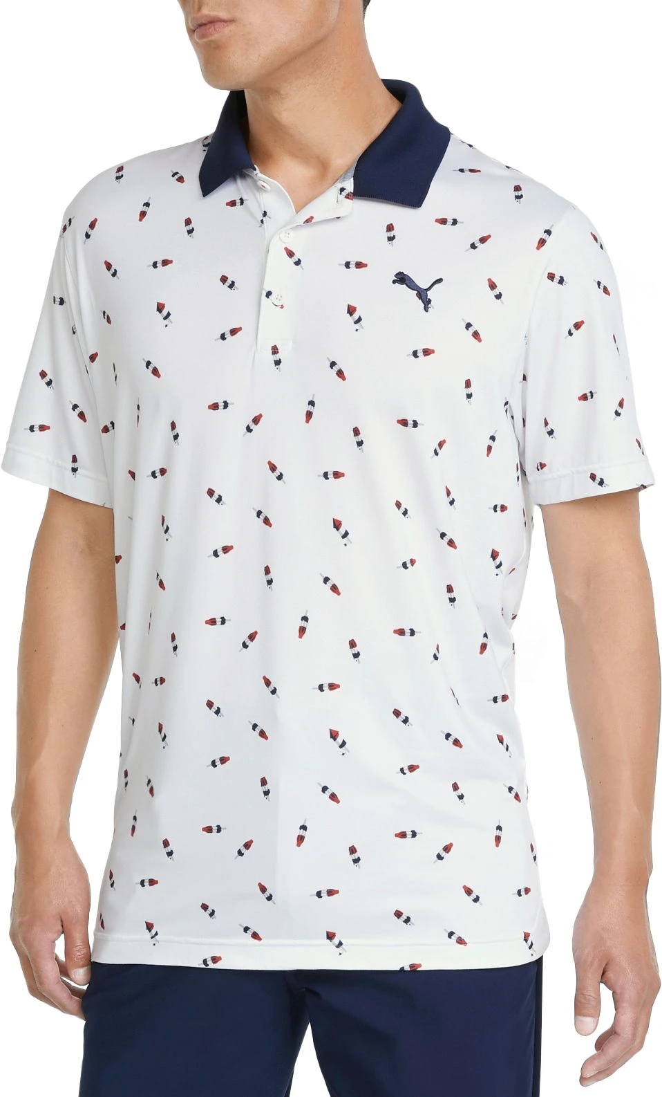 PUMA Men's CLOUDSPUN Popsi-Cool Golf Polo Bright White/ski Patrol 3 PUMA Men's CLOUDSPUN Popsi-Cool Golf Polo Bright White/ski Patrol